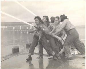 Volunteers learn how to fight fires at Pearl Harbor [c. 1941 - 1945]